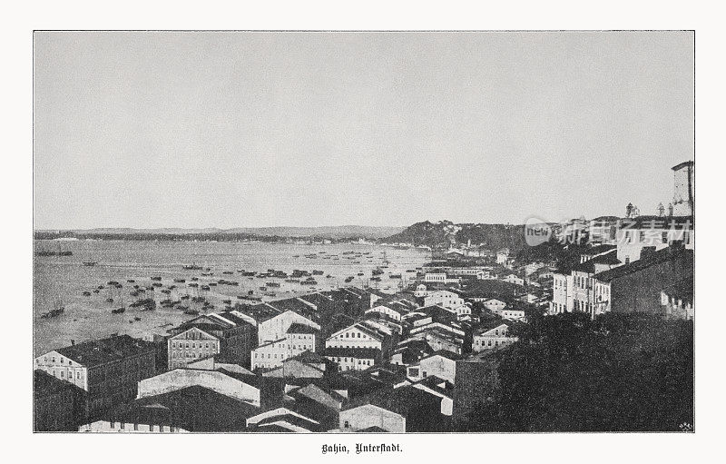 萨尔瓦多·达·巴伊亚(Cidade Baixa)，巴西，半色调印刷，1899年出版